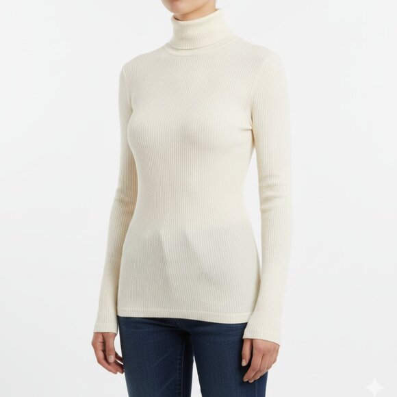 Michael Stars Cream Soft Knit Turtleneck Long Sleeve Top – Women’s One Size - Picture 1 of 4
